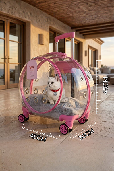 VİGİ STORE VG Premium XL Çekçekli Kedi Taşıma Valizi | Şeffaf Astronot Kedi &...