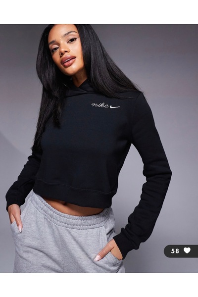 Nike Phoenix Fleece Shrunken Hoodie Kadın Siyah Sweatshirt REDSPORT