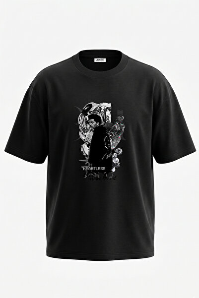 Anetos The Weeknd_10 Design Printed Oversize Black T-Shirt