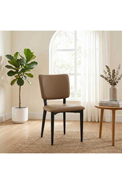 Ebticar Luxury Dining Chair with Pu Leather Upholstery and Modern Touch - Coffee