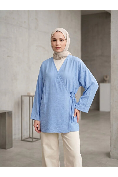 Foremia Side-Tie Strawberry Tunic-Blue