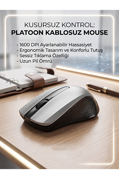 ERDİNEKS 2.4 GHz Kablosuz Optik Mouse - Ergonomik Tak Çalıştır USB Laptop Ofi...