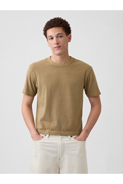 GAP Erkek Açık Kahverengi Heavyweight Crop T-Shirt
