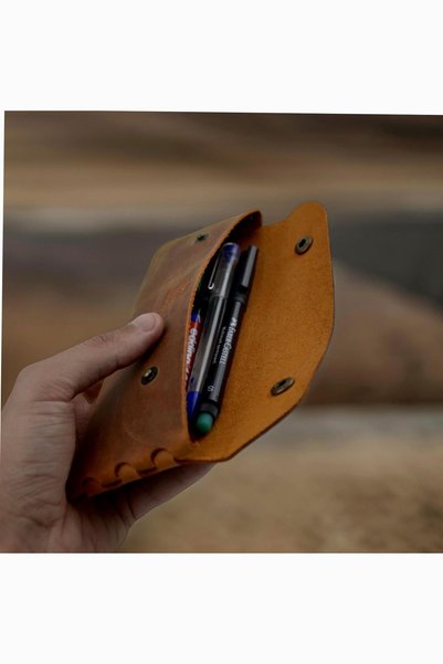 Generic Brand Handmade Pen Holder Genuine Leather, Leather Small Pencil Case – Business, Office, School Accessory Holder, Classic and