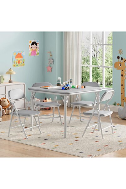 Garvee Folding Table and Chairs Set for Children (5 Pieces), Includes 1 Table...