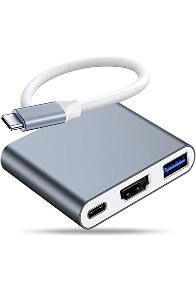 Beruflic İpad Iphone 16/17 Pro Max Uyumlu Type-c To 4k Hdmi Hub Usb-c Type-c Pd Usb Çevirici 3in1 Dönüştürücü