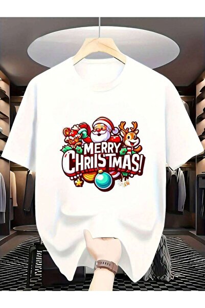 799 تي شيرت رجالي جديد لعام 2026 بتصميم كلاسيكي، طباعة "MERRY CHRISTMAS" بمنا...
