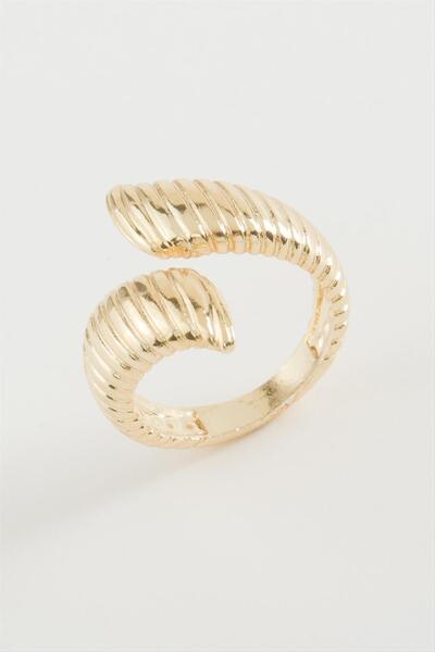 ZERO LAND Ilkestor Oval Striped (123036) Metal Ring-Yellow
