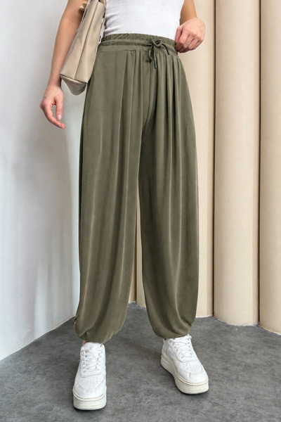 Mogi Butik بنطلون شالوار نسائي موديل ستيراب 3165 كاكي - سلسلة بريميوم