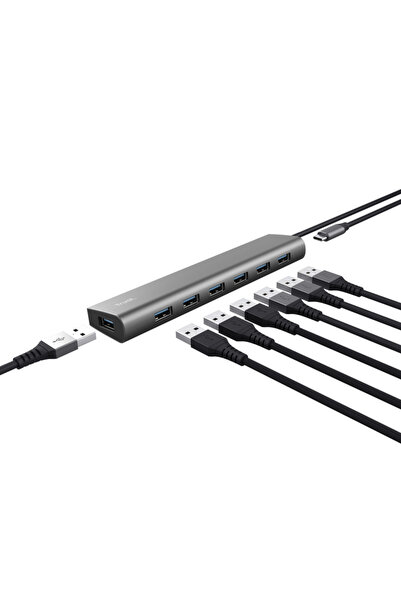 Trust Hub USB-C Halyx 7 porturi USB-A 5 Gbps, USB 3.2 gen1, Aluminiu