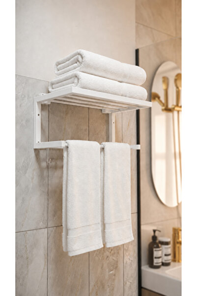 Hagen Stainless Metal Towel Holder Bathroom Shelf 2-Tier Robe Holder Rack Tow...