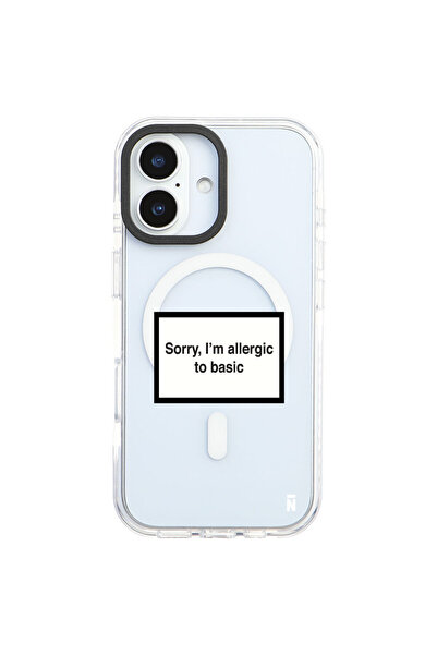 Casen iPhone 17 Yanları Beyaz Magsafe Arty Şeffaf Allergic Yazılı Premium Kılıf