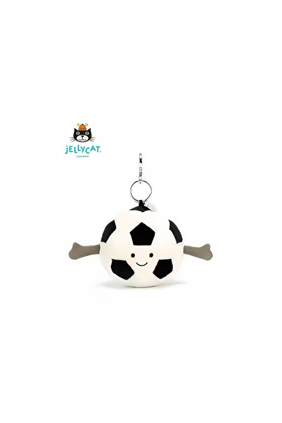 Jellycat تعليقة حقيبة على شكل كرة قدم ناعمة ومحشوة، سلسلة مفاتيح لطيفة على شك...