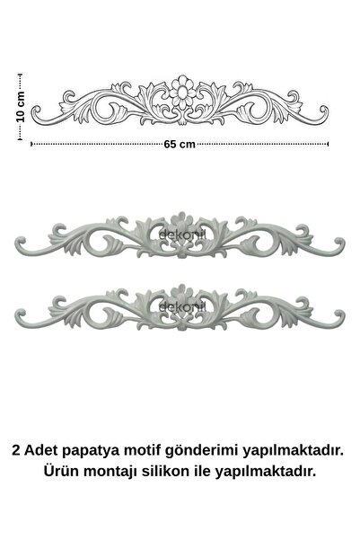Dekonil Klasik Papatya Desenli Duvar ve Tavan Dekorasyon Motifi 10×65 cm (2 Adet)