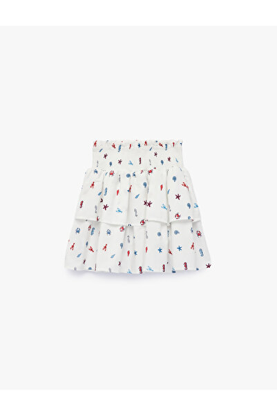 Koton Cotton Patterned Gipeli High Waist Pleated Skirt