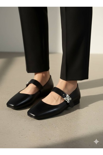 Elimery Shoes Liora Bantlı Kelebek Tokalı Kadın Babet