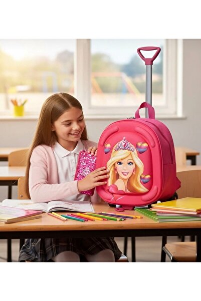 Gigi Luxe Kız Çocuk Anaokulu Kreş Çekçekli Tekerli 3d Eva Renkli Baskılı Sırt...