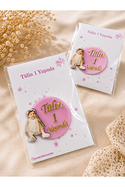 TWİN COLLECTION Kişiye Özel 1 Yaş Magneti – Fotoğraflı Pleksi Magnet – Doğum ...