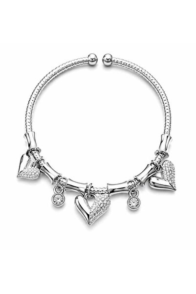 YSX JEWELRY Kadın Sallantılı Charmlı Gümüş Renk Çelik Bileklik