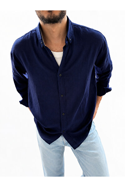 MİRMARONİ Men's Oversized Linen-Look Shirt