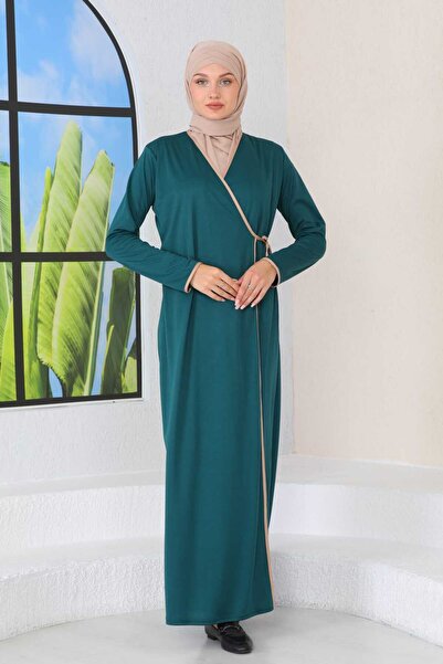 ELİF&ASLI , ZÜMRÜT YEŞİLİ YANDAN BAĞLAMALI NAMAZ ELBİSESİ, ÇEYİZLİK, HEDİYELİK