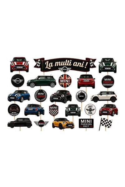 DecoParty Set de decorațiuni pentru tort – Tematică MINI COOPER, 24 de piese,...