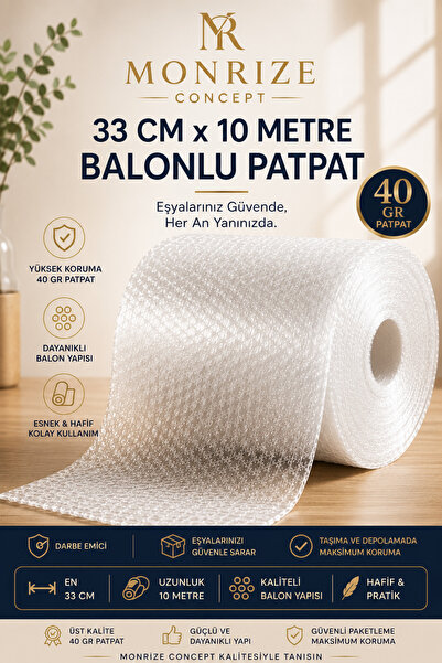 Monrize Concept 1. Kalite Balonlu Naylon Patpat 33x10 Metre Eşya Koruma Ambal...