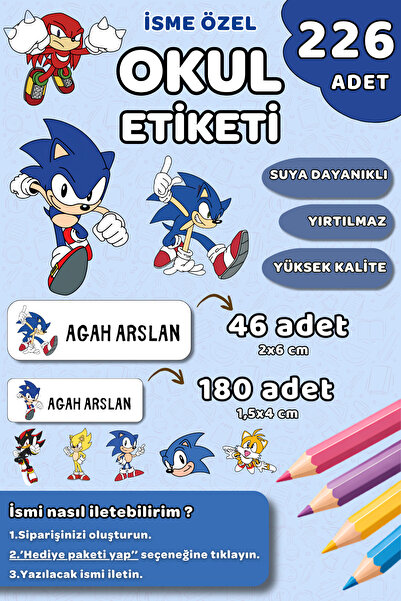 Hume Craft 226 Adet Kişiye Özel Okul Etiketi Kalem Defter Etiketi Özel Isim Y...
