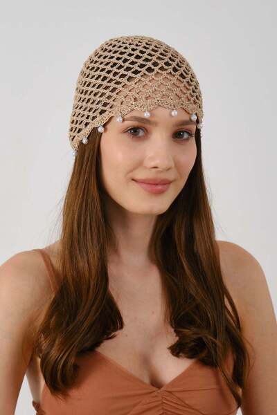 C&City Fine Detailed Mesh Knitted Summer Beanie Y8257 Light Brown
