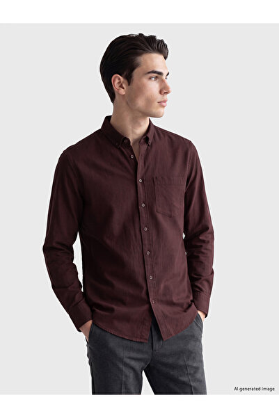 LC Waikiki Mürdüm Regular Fit Oxford Erkek Gömlek