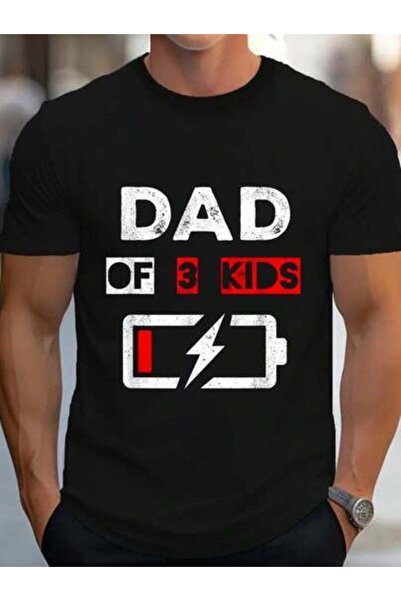 45 BPM تي شيرت من القطن بنسبة 100% بطبعة Daddy Low Battery Dad Of Three Happy...