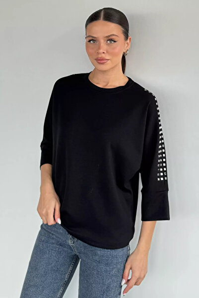 Aryena Black Women's Stone Embellished Blouse