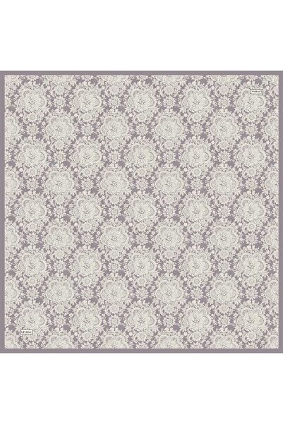 Levidor Light Gray Mine Floral Pattern Twill Silk Scarf