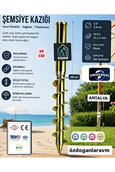 dogant özdoğanlar avm Plaj Şemsiye Sabitleme Kazığı 48 Cm Metal