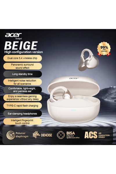 choice2 سماعات رأس لاسلكية بيج Acer Ohr629 جديدة لعام 2025 قابلة للتركيب مع خ...