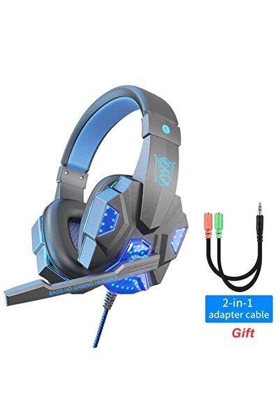 choice2 سماعات ألعاب سلكية 3.5 ملم مع ميكروفون وإضاءة LED RGB باللونين الأسود...