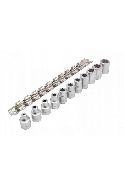 NO BRAND Set de chei tubulare Torx E-Torx 3/8″ 11 buc. Suporturi ASTA pentru ...