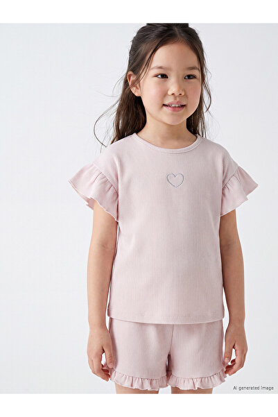 LC Waikiki Trendlucky Girl's T-Shirt with Embroidery and Difference Design