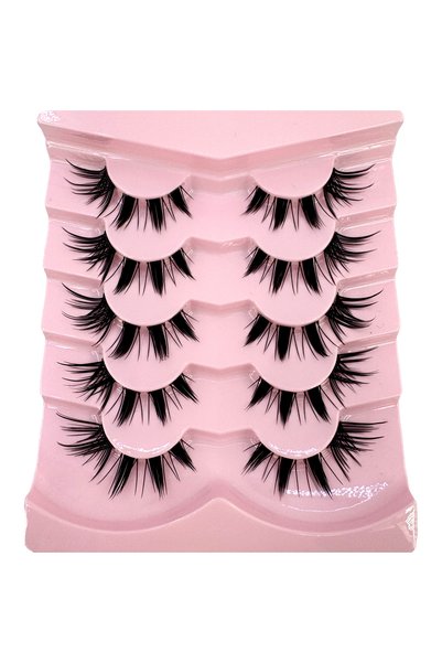 Choice 5pairs-ES06 5pair Transparent Stem Manga Lashes Anime Cosplay Faux Min...