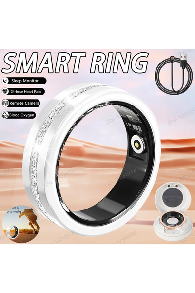 Choice 7 Silver Diamond Fashion Women Smart Ring With Box IP68 Waterproof Lad...