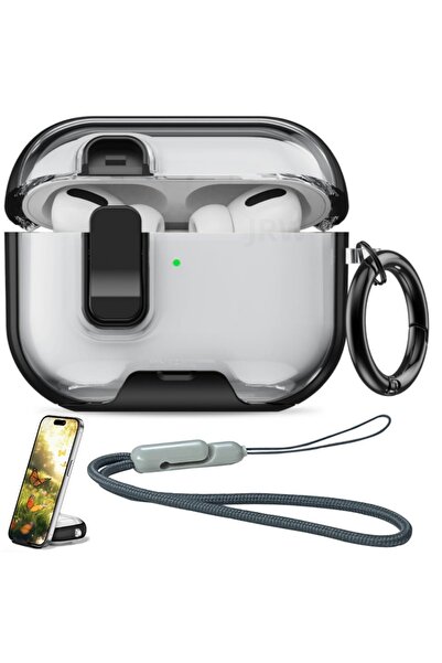 Choice8 حافظة سوداء لسماعات Airpods Pro 3 مع قفل آمن وحامل للهاتف، غطاء واقي ...