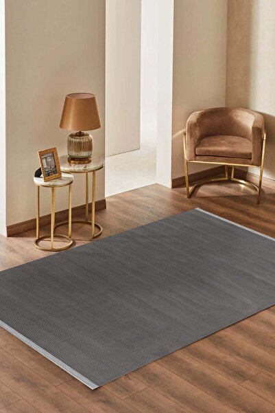 HALICIM COLLECTION TR Nevv NV002 Antrasit Makinede Yıkanabilir Kaydırmaz Kili...