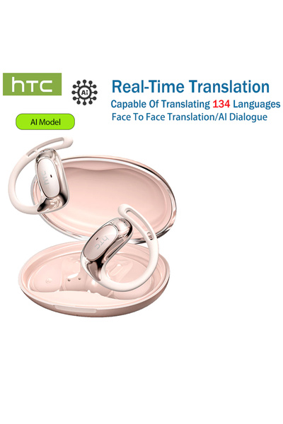 Choice سماعات أذن لاسلكية ذكية HTC NE35 بلون ذهبي وردي مع ترجمة لغوية بالذكاء...
