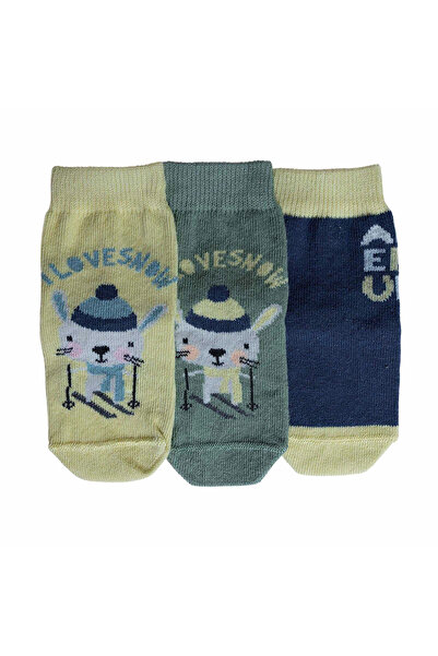 ebebek Hello Baby HelloBaby Erkek Bebek 3lü Kaydırmaz Çorap Kamp Baskılı