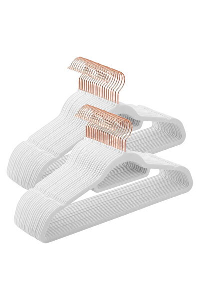 Songmics Home Set de 50 umerașe de catifea, Songmics, alb/aur roz