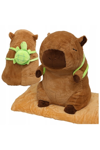 NO BRAND Capybara 40cm, set 3-în-1: jucărie de pluș, pernă și pătură de pluș,...