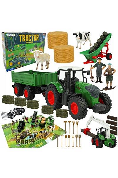 LeanToys Set de utilaje agricole: Tractor cu remorcă, Animale de fermă, Fermier