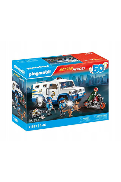 Playmobil Eroi de Acțiune Vehicul de Poliție Transportor de Bani 71597