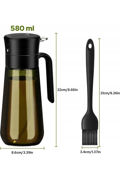 NO BRAND Sticlă de ulei din sticlă 2 în 1 cu pulverizator și pensulă pentru v...
