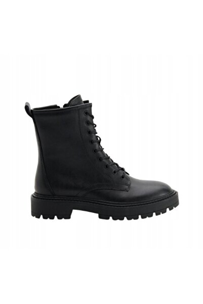 NO BRAND Cizme negre din piele netedă, tip trapers, cu fermoar, Reserve 40